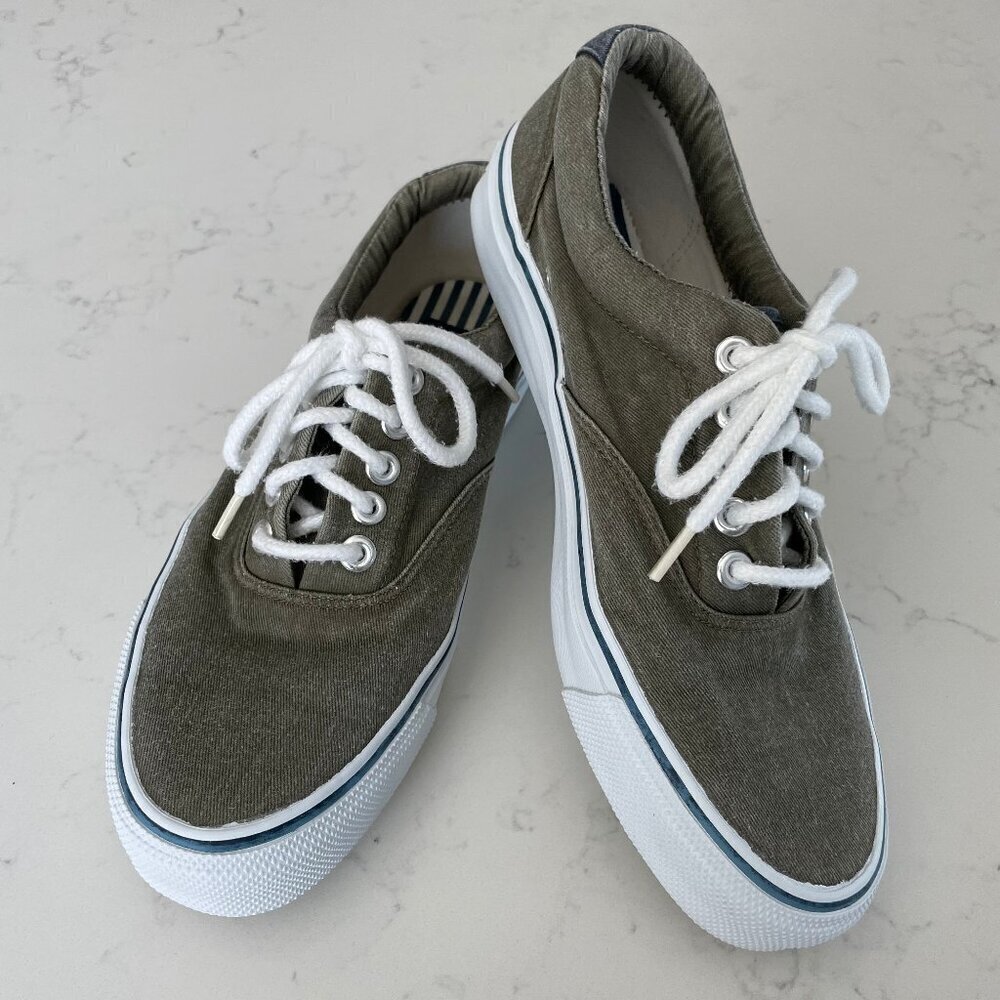 Sperry Top-Sider Marine Lace Up Lo Cut Sneakers Grn Wht Blue Sz 9W/7.5M Unisex